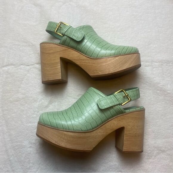 Charlotte Stone Shoes - Charlotte Stone Anthropologie Bonnie Mint Green Sling Back Platforms Size 9